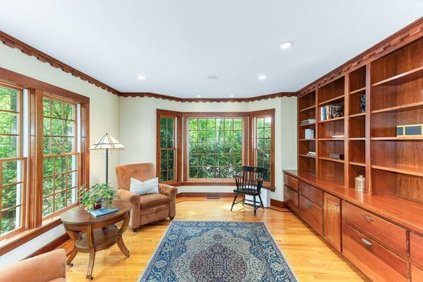 Home Office, Interior, Recessed Lighting, Wood Texture Flooring