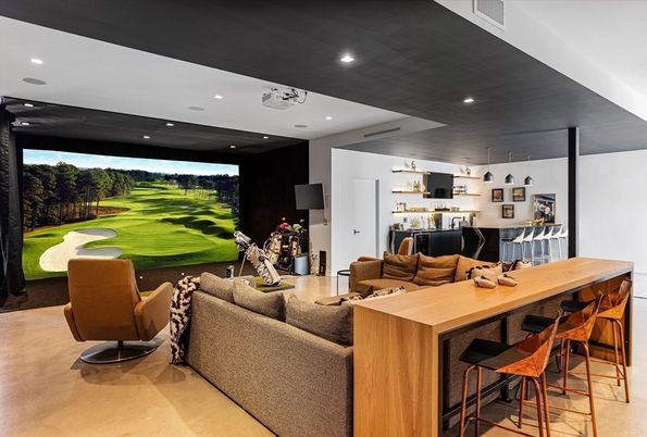 Dining room, Interior, Living room, Projection Screen, Recessed Lighting, Theatre Room