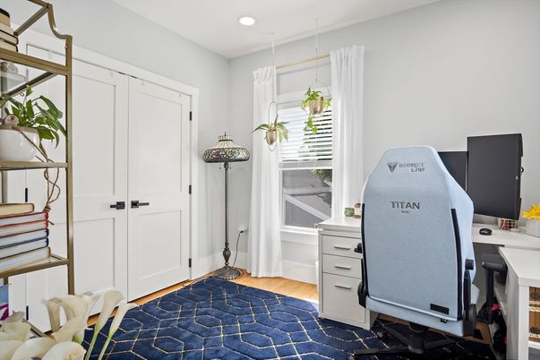 Home Office, Interior, Recessed Lighting, Wood Texture Flooring