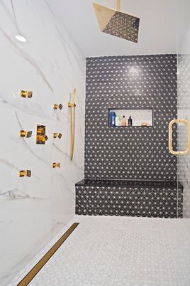 Bathroom, Glass Shower, Interior, Marble Walls