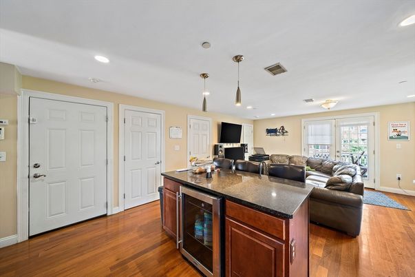 Interior, Kitchen, Living room, Pendant Lights, Recessed Lighting, Wood Texture Flooring
