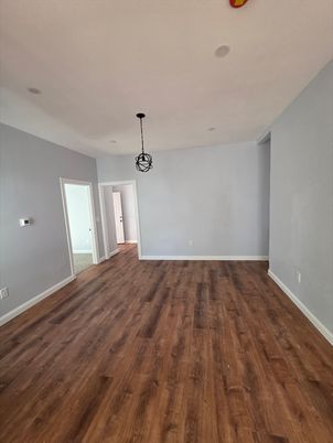 Empty room, Interior, Pendant Lights, Wood Texture Flooring