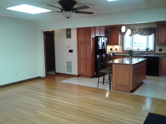 Interior, Kitchen, Pendant Lights, Wood Texture Flooring