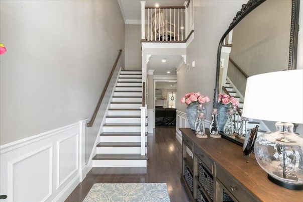 Chandelier, Dining room, Interior, Kitchen, Living room, Pendant Lights, Recessed Lighting, Wood Texture Flooring
