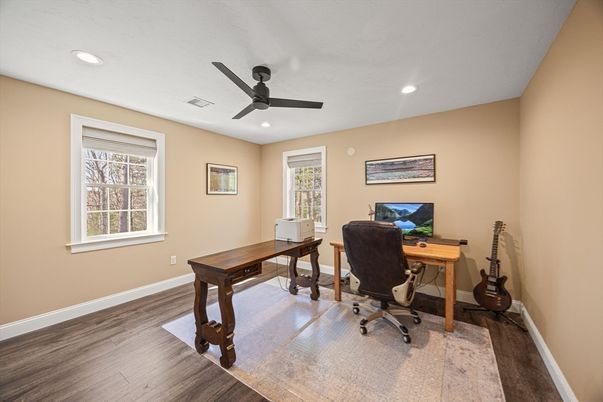 Home Office, Interior, Recessed Lighting, Wood Texture Flooring