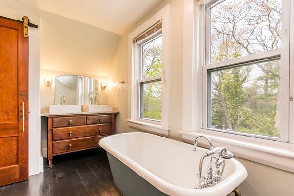Bathroom, Free Standing Baths, Interior, Wood Texture Flooring