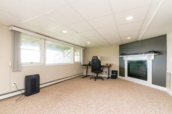 Fireplace, Home Office, Interior, Recessed Lighting