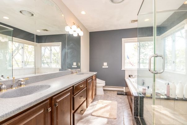 Bathroom, Dual Sink Vanities, Glass Shower, Interior, Recessed Lighting