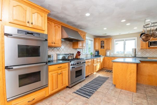 Interior, Kitchen, Recessed Lighting, Stainless Steel Appliances, Tile Countertops