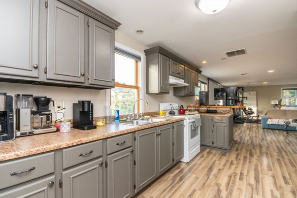 Interior, Kitchen, Recessed Lighting, Wood Texture Flooring