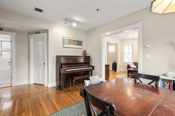 Dining room, Interior, Piano, Wood Texture Flooring
