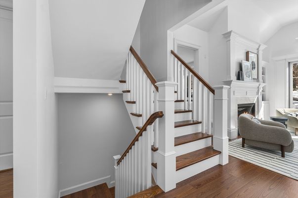 Fireplace, Interior, Recessed Lighting, Wood Texture Flooring