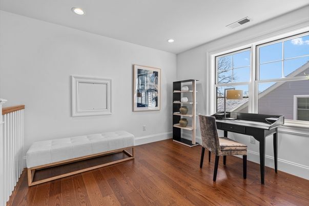 Home Office, Interior, Recessed Lighting, Wood Texture Flooring