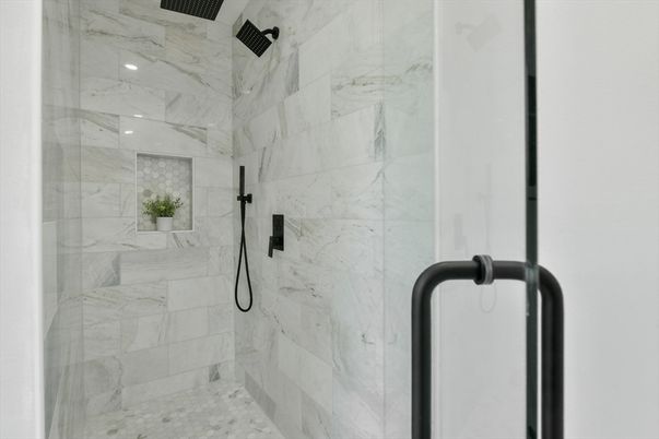 Bathroom, Glass Shower, Interior, Marble Walls