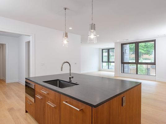 Interior, Kitchen, Pendant Lights, Recessed Lighting, Wood Texture Flooring