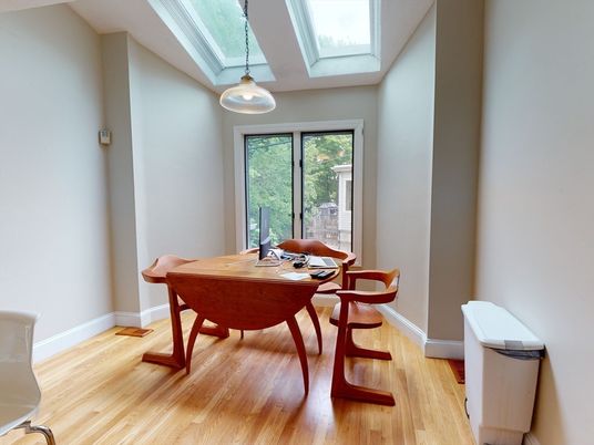 Home Office, Interior, Pendant Lights, Wood Texture Flooring