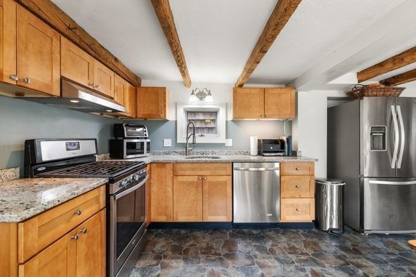 Interior, Kitchen, Stainless Steel Appliances, Wooden Beams