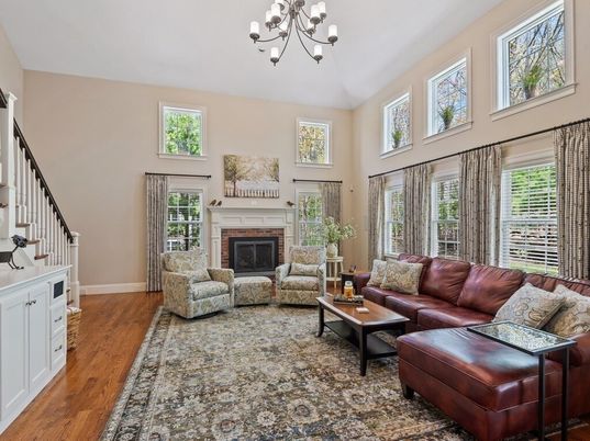 Chandelier, Fireplace, Interior, Living room, Wood Texture Flooring
