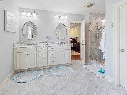 Bathroom, Dual Sink Vanities, Glass Shower, Interior