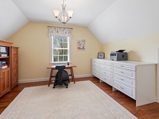 Chandelier, Home Office, Interior, Wood Texture Flooring