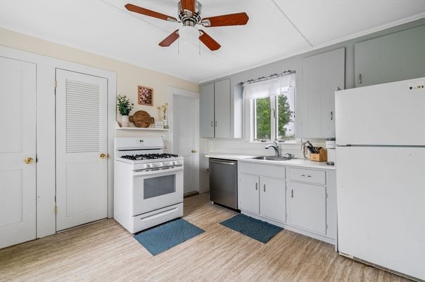 Interior, Kitchen, Stainless Steel Appliances, Wood Texture Flooring