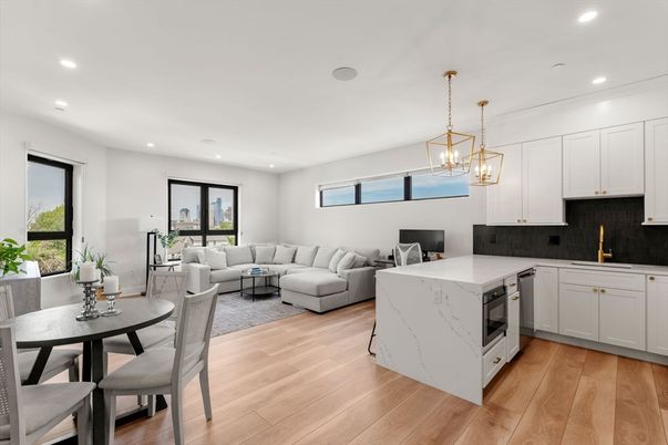 Dining room, Interior, Kitchen, Living room, Pendant Lights, Recessed Lighting, Wood Texture Flooring