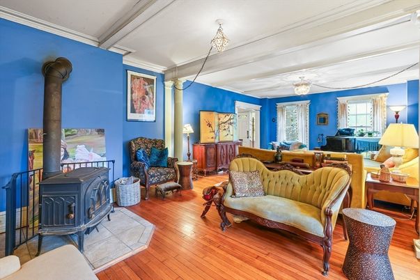 Fireplace, Interior, Living room, Piano, Wood Texture Flooring