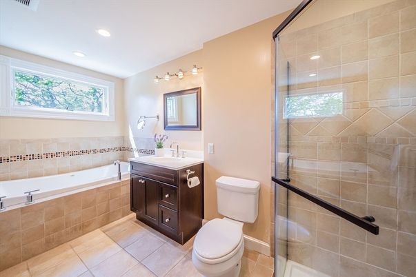 Bathroom, Glass Shower, Interior, Recessed Lighting