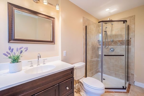 Bathroom, Glass Shower, Interior, Recessed Lighting