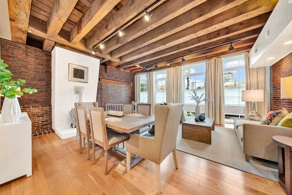 Dining room, Interior, Living room, Stone Walls, Wooden Beams, Wooden Ceilings, Wood Texture Flooring
