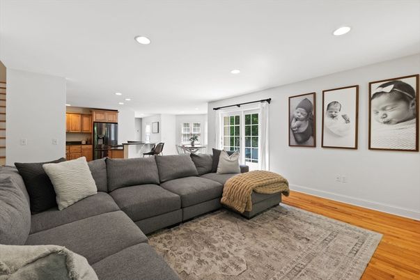 Interior, Kitchen, Living room, Recessed Lighting, Stainless Steel Appliances, Wood Texture Flooring