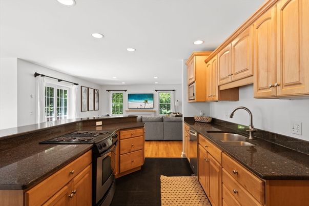 Interior, Kitchen, Living room, Recessed Lighting, Wood Texture Flooring