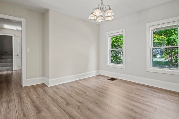 Chandelier, Empty room, Interior, Wood Texture Flooring