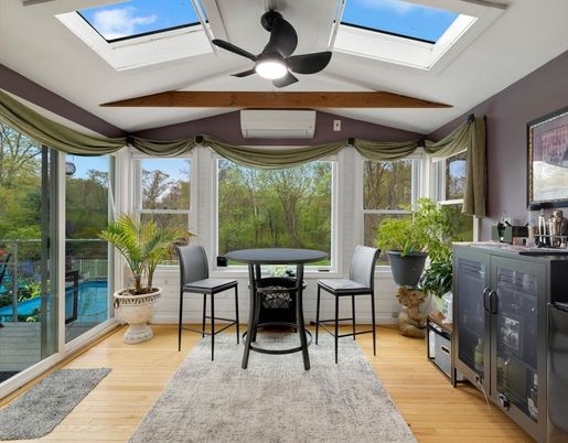 Glass Ceilings, Interior, Sun Room, Wooden Beams, Wood Texture Flooring