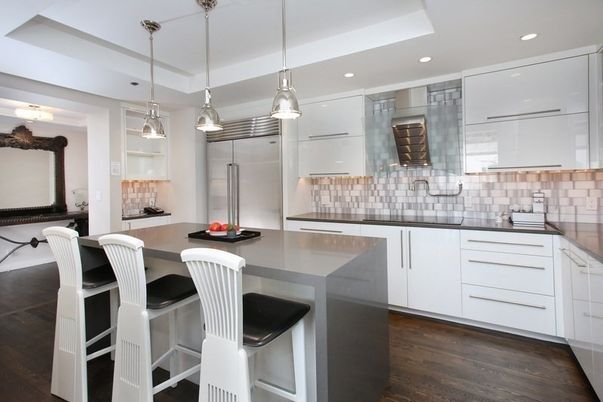Interior, Kitchen, Pendant Lights, Recessed Lighting, Wood Texture Flooring