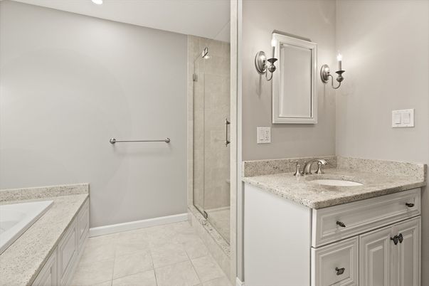 Bathroom, Glass Shower, Interior, Recessed Lighting