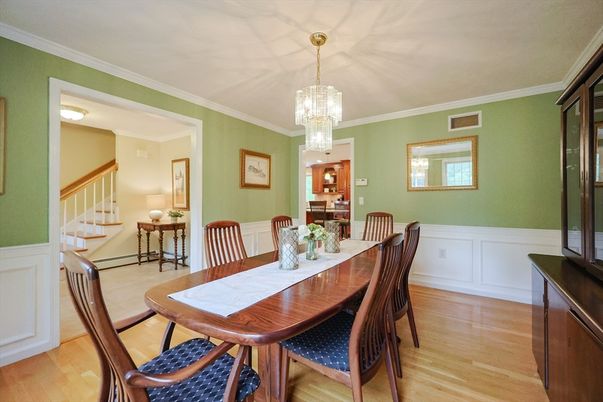 Chandelier, Dining room, Interior, Wood Texture Flooring