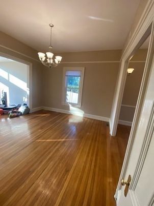Chandelier, Empty room, Interior, Wood Texture Flooring