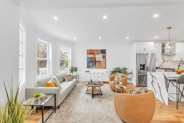 Interior, Kitchen, Living room, Pendant Lights, Recessed Lighting, Stainless Steel Appliances, Wood Texture Flooring