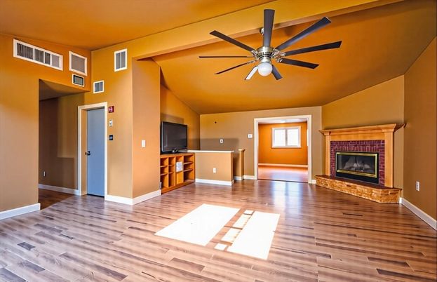 Empty room, Fireplace, Interior, Wood Texture Flooring