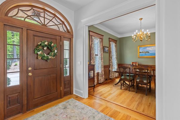 Chandelier, Dining room, Interior, Wood Texture Flooring