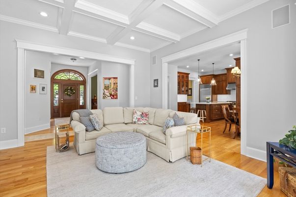 Interior, Kitchen, Living room, Pendant Lights, Recessed Lighting, Wood Texture Flooring
