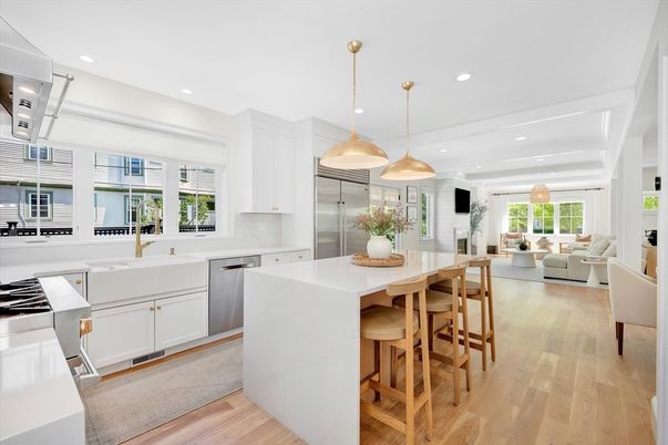 Interior, Kitchen, Living room, Pendant Lights, Recessed Lighting, Stainless Steel Appliances, Wood Texture Flooring