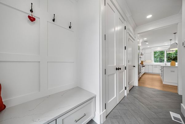 Interior, Kitchen, Pendant Lights, Recessed Lighting, Wood Texture Flooring