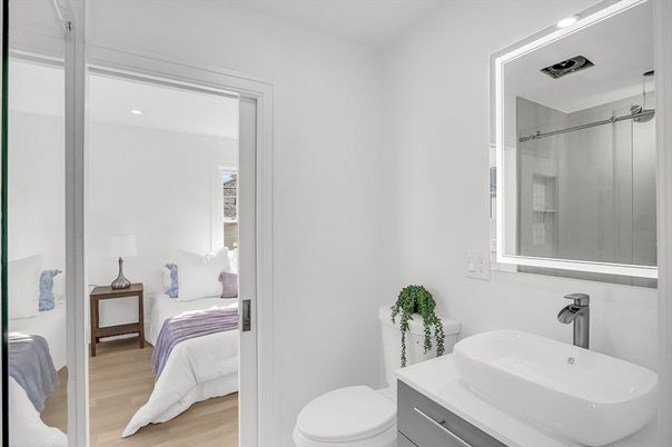 Bathroom, Bedroom, Interior, Recessed Lighting, Wood Texture Flooring