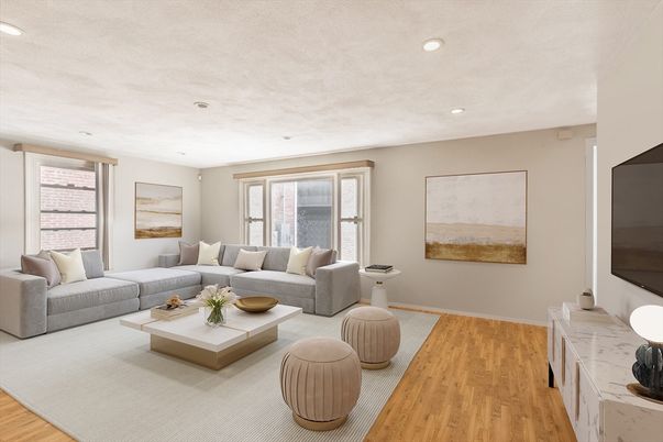 Interior, Living room, Recessed Lighting, Wood Texture Flooring