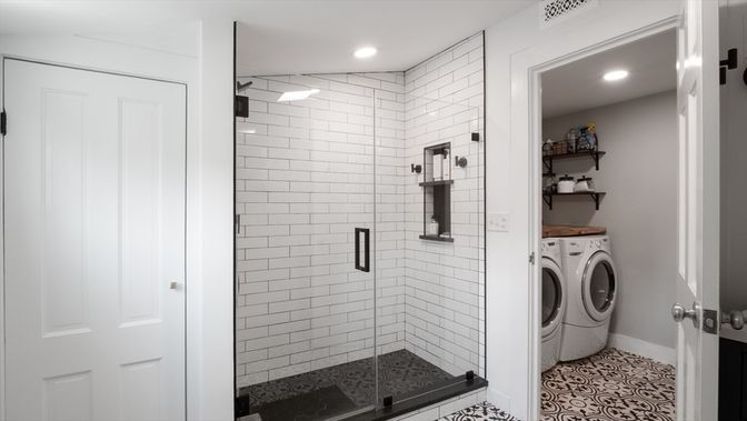 Bathroom, Interior, Recessed Lighting, Utility Closets, Washer