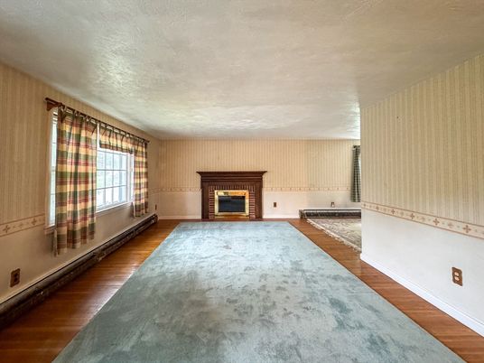 Empty room, Fireplace, Interior, Wood Texture Flooring