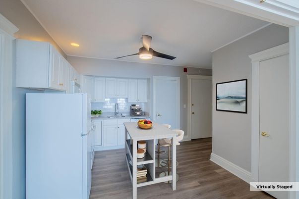 Interior, Kitchen, Recessed Lighting, Wood Texture Flooring