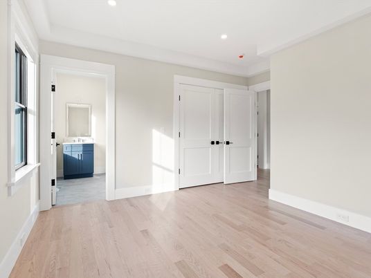 Bathroom, Empty room, Interior, Recessed Lighting, Wood Texture Flooring